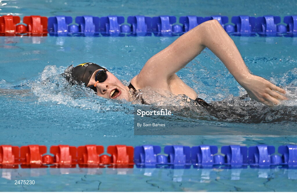 5 March 2023; Maeve McClean of City of Derry competes in the women's 13 and over 200m freestyle heats during day five of the Swim Ireland Irish Open Swimming Championships at the National Aquatic Centre in Dublin. Photo by Sam Barnes/Sportsfile