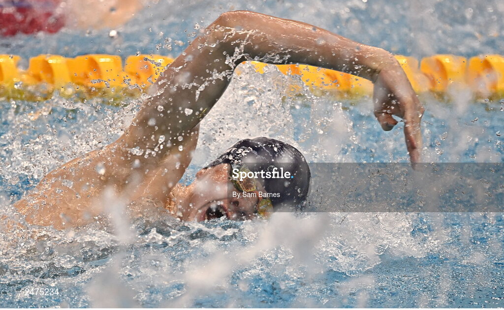 5 March 2023; Eoghan Rynn of Trident, Leitrim, competes in the men's 13 and over 50m freestyle heats during day five of the Swim Ireland Irish Open Swimming Championships at the National Aquatic Centre in Dublin. Photo by Sam Barnes/Sportsfile