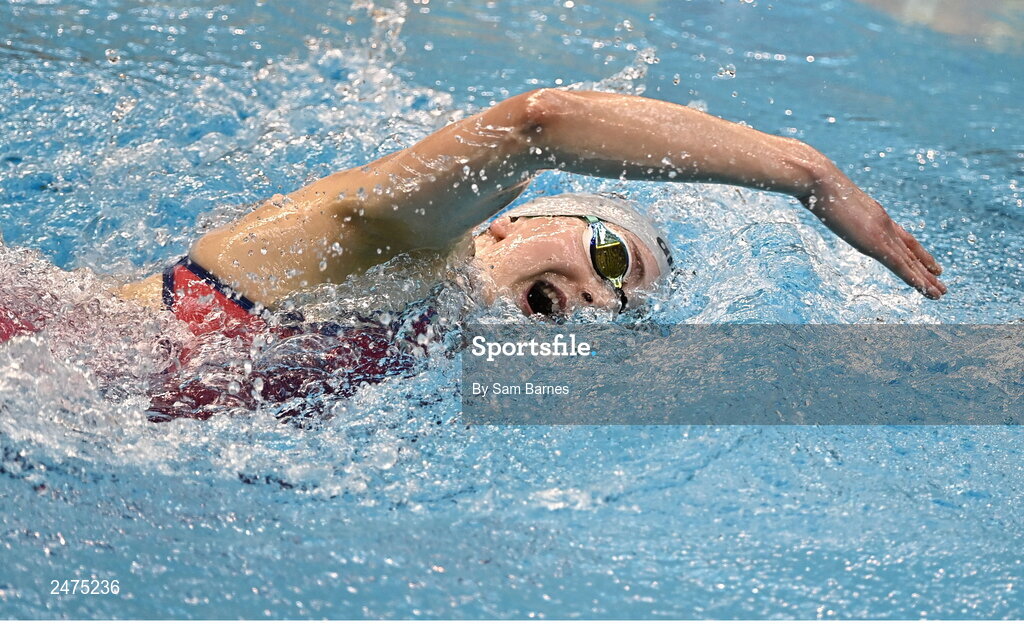 5 March 2023; Anna Feenan of NCL Sundays Well, competes in the women's 13 and over 200m freestyle heats during day five of the Swim Ireland Irish Open Swimming Championships at the National Aquatic Centre in Dublin. Photo by Sam Barnes/Sportsfile