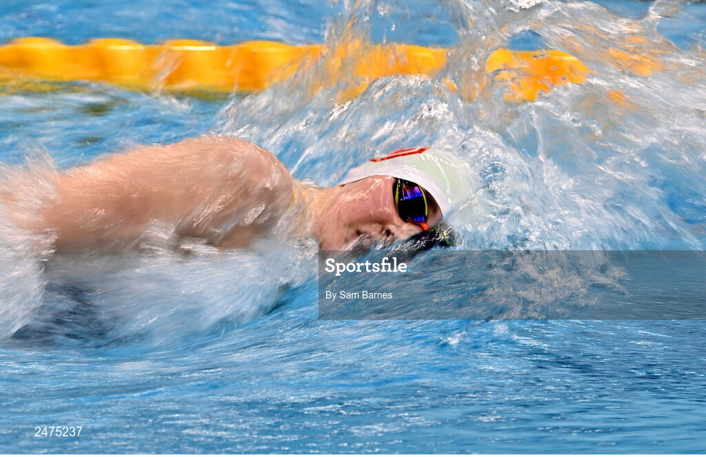 5 March 2023; Skye Austin-Burrows of Larne competes in the women's 13 and over 200m freestyle heats during day five of the Swim Ireland Irish Open Swimming Championships at the National Aquatic Centre in Dublin. Photo by Sam Barnes/Sportsfile