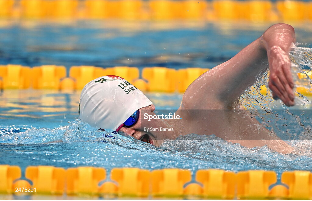 5 March 2023; Dylan Lunny of Leander competes in the men's 13 and over 1500m freestyle heats during day five of the Swim Ireland Irish Open Swimming Championships at the National Aquatic Centre in Dublin. Photo by Sam Barnes/Sportsfile