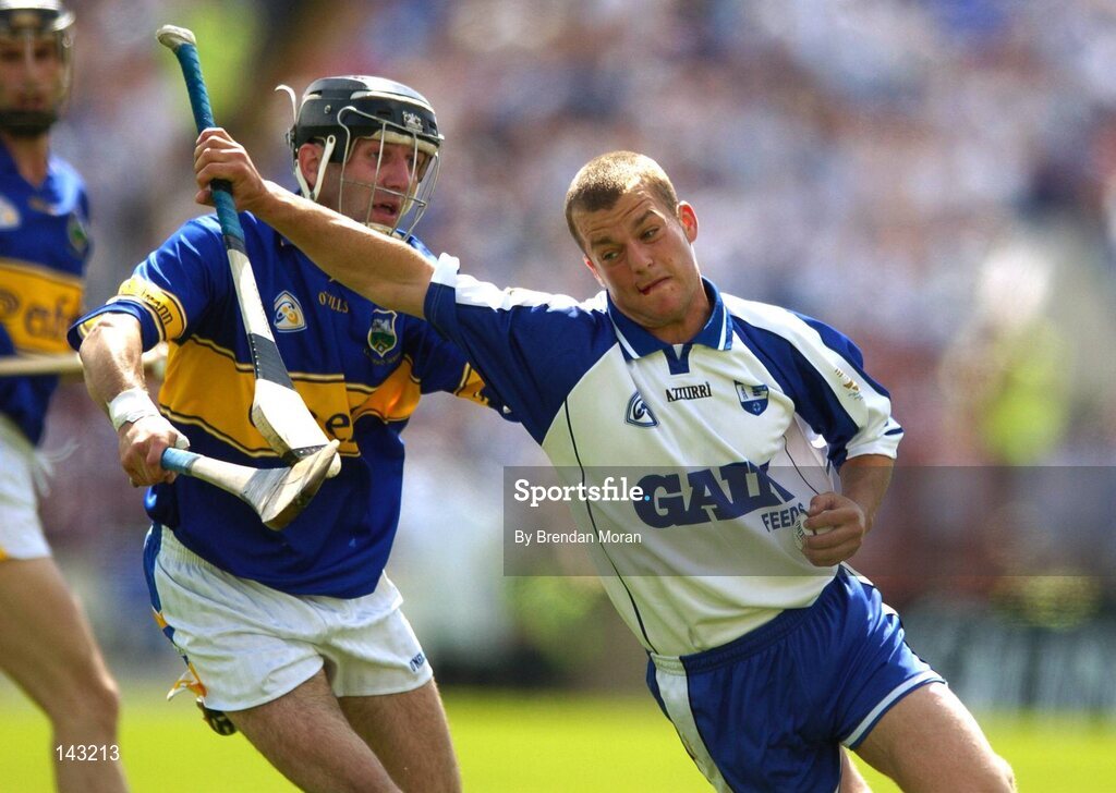 6 June 2004; Eoin McGrath, Waterford, in action against Thomas Costello, Tipperary. Guinness Munster Senior Hurling Championship semi-final, Tipperary v Waterford, Pairc Ui Chaoimh, Cork. Picture credit; Brendan Moran / SPORTSFILE