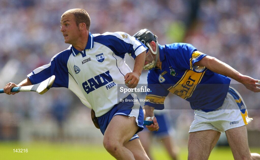 6 June 2004; Eoin McGrath, Waterford, in action against Thomas Costello, Tipperary. Guinness Munster Senior Hurling Championship semi-final, Tipperary v Waterford, Pairc Ui Chaoimh, Cork. Picture credit; Brendan Moran / SPORTSFILE