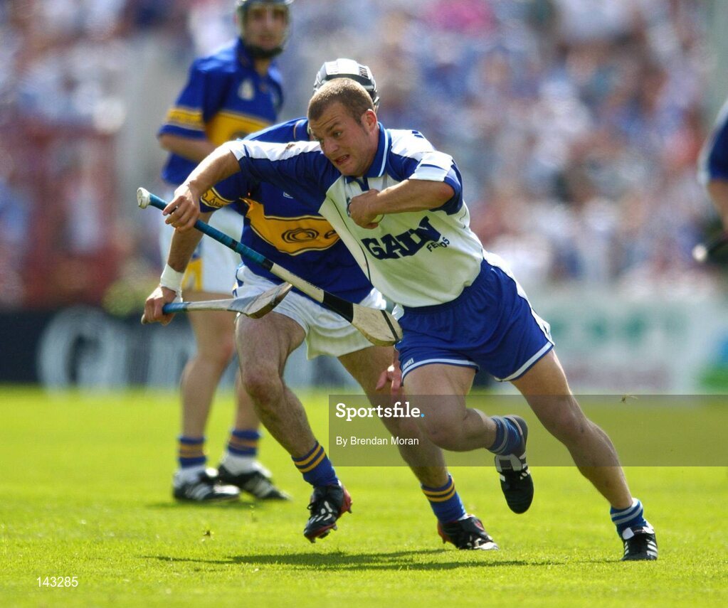 6 June 2004; Eoin McGrath, Waterford, in action against Thomas Costello, Tipperary. Guinness Munster Senior Hurling Championship semi-final, Tipperary v Waterford, Pairc Ui Chaoimh, Cork. Picture credit; Brendan Moran / SPORTSFILE