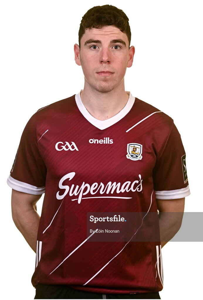 28 March 2023; TJ Brennan poses for a portrait during a Galway hurling squad portrait session at Galway GAA Training Centre, Loughgeorge in Galway. Photo by Eóin Noonan/Sportsfile