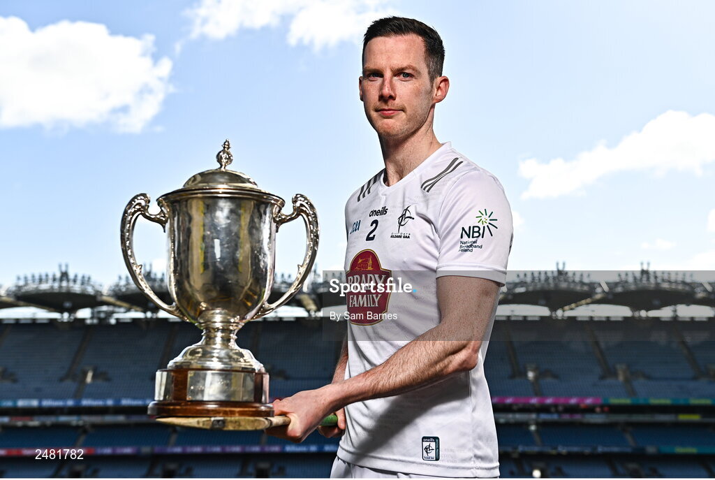 13 April 2023; Niall Muineacha´in of Kildare in attendance at the launch of the Joe McDonagh, Christy Ring, Nickey Rackard & Lory Meagher Cup Competitions at Croke Park in Dublin.  Photo by Sam Barnes/Sportsfile