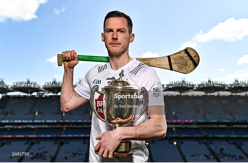13 April 2023; Niall Muineacha´in of Kildare in attendance at the launch of the Joe McDonagh, Christy Ring, Nickey Rackard & Lory Meagher Cup Competitions at Croke Park in Dublin.  Photo by Sam Barnes/Sportsfile