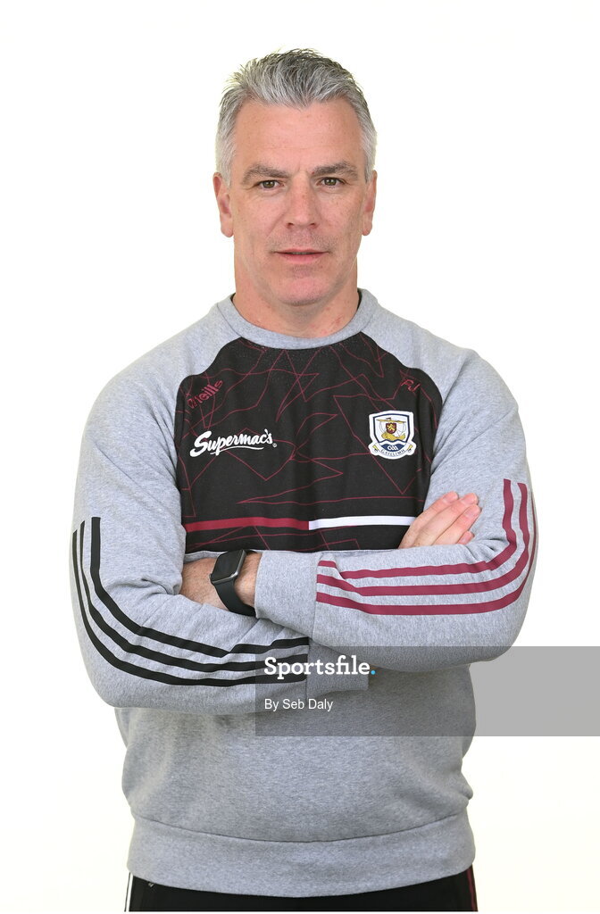 13 April 2023; Manager Padraic Joyce during a Galway football squad portrait session at Milltown GAA in Galway. Photo by Seb Daly/Sportsfile