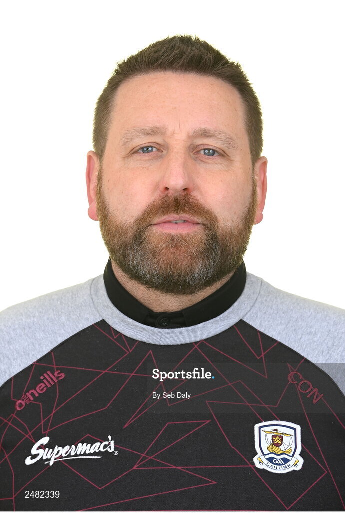 13 April 2023; Coach Cian O’Neill during a Galway football squad portrait session at Milltown GAA in Galway. Photo by Seb Daly/Sportsfile