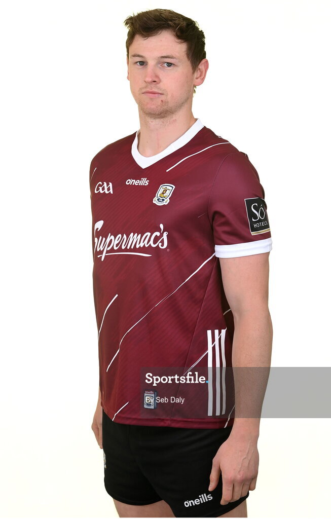 13 April 2023; Matthew Barrett during a Galway football squad portrait session at Milltown GAA in Galway. Photo by Seb Daly/Sportsfile