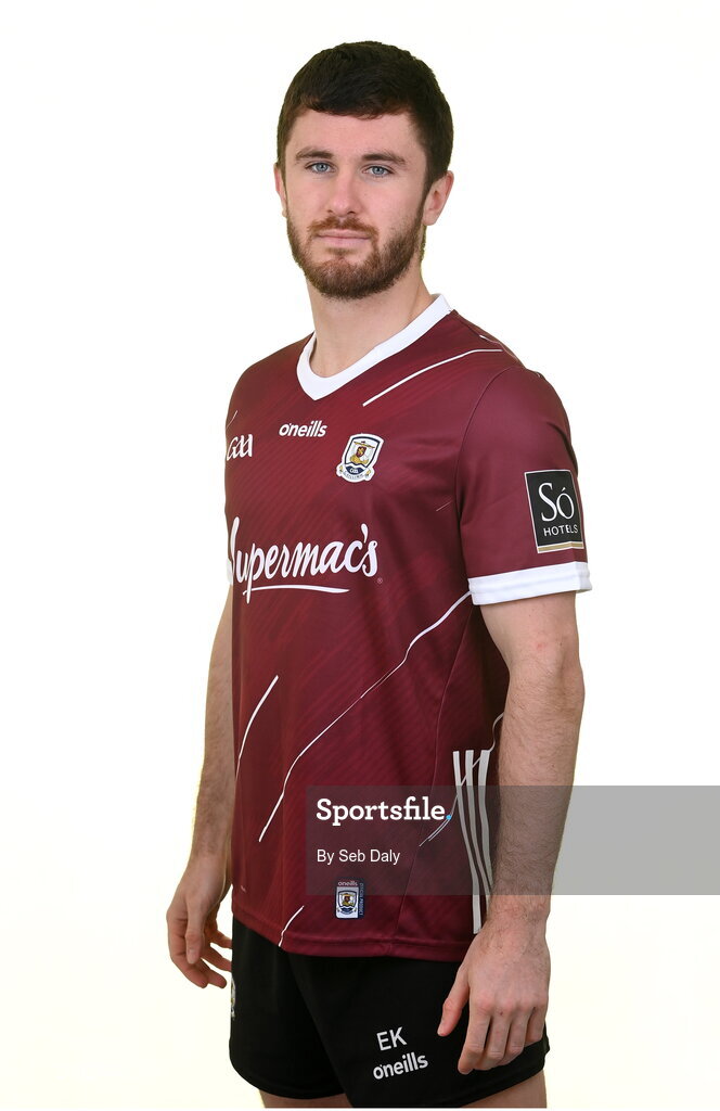 13 April 2023; Eoghan Kelly during a Galway football squad portrait session at Milltown GAA in Galway. Photo by Seb Daly/Sportsfile