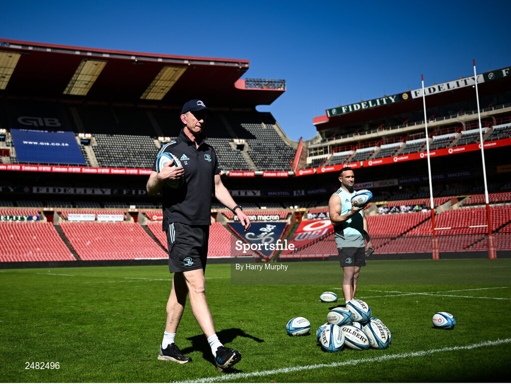14 April 2023; Head coach Leo Cullen during the Leinster Rugby captain's run at Emirates Airlines Park in Johannesburg, South Africa. Photo by Harry Murphy/Sportsfile