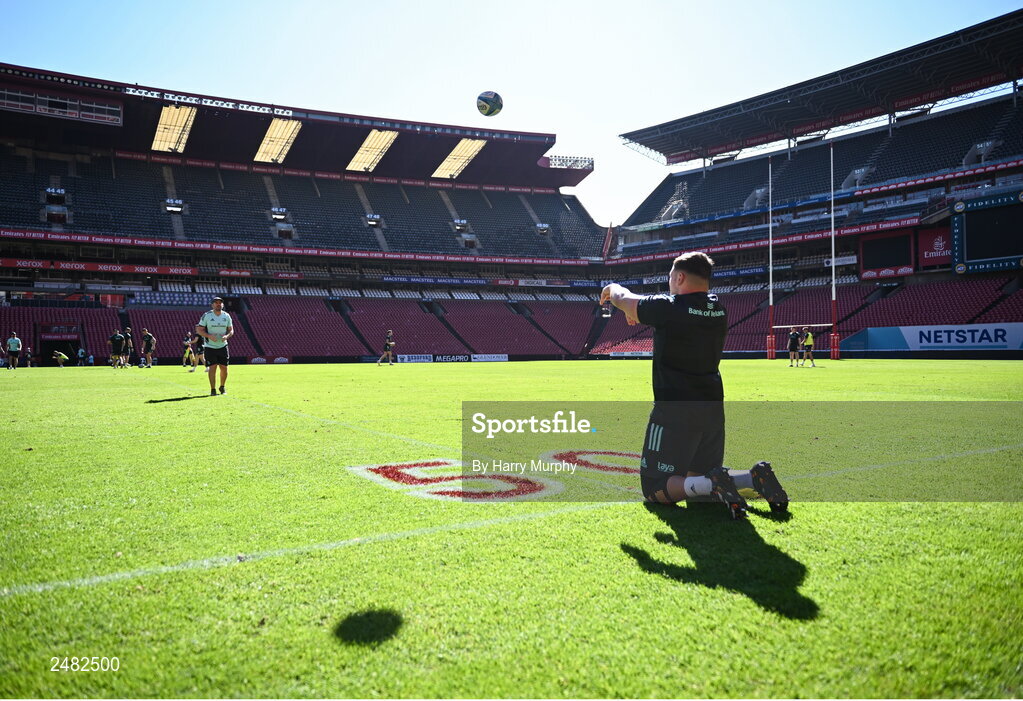 14 April 2023; Tadgh McElroy during the Leinster Rugby captain's run at Emirates Airlines Park in Johannesburg, South Africa. Photo by Harry Murphy/Sportsfile
