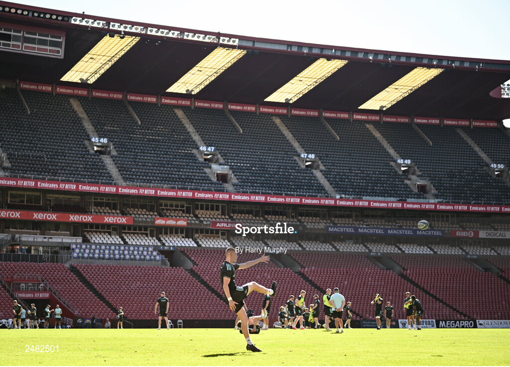 14 April 2023; Sam Prendergast during the Leinster Rugby captain's run at Emirates Airlines Park in Johannesburg, South Africa. Photo by Harry Murphy/Sportsfile