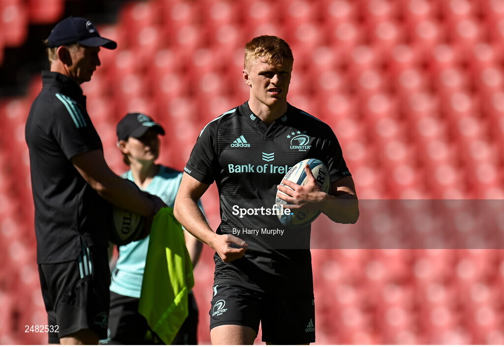14 April 2023; Tommy O'Brien during the Leinster Rugby captain's run at Emirates Airlines Park in Johannesburg, South Africa. Photo by Harry Murphy/Sportsfile