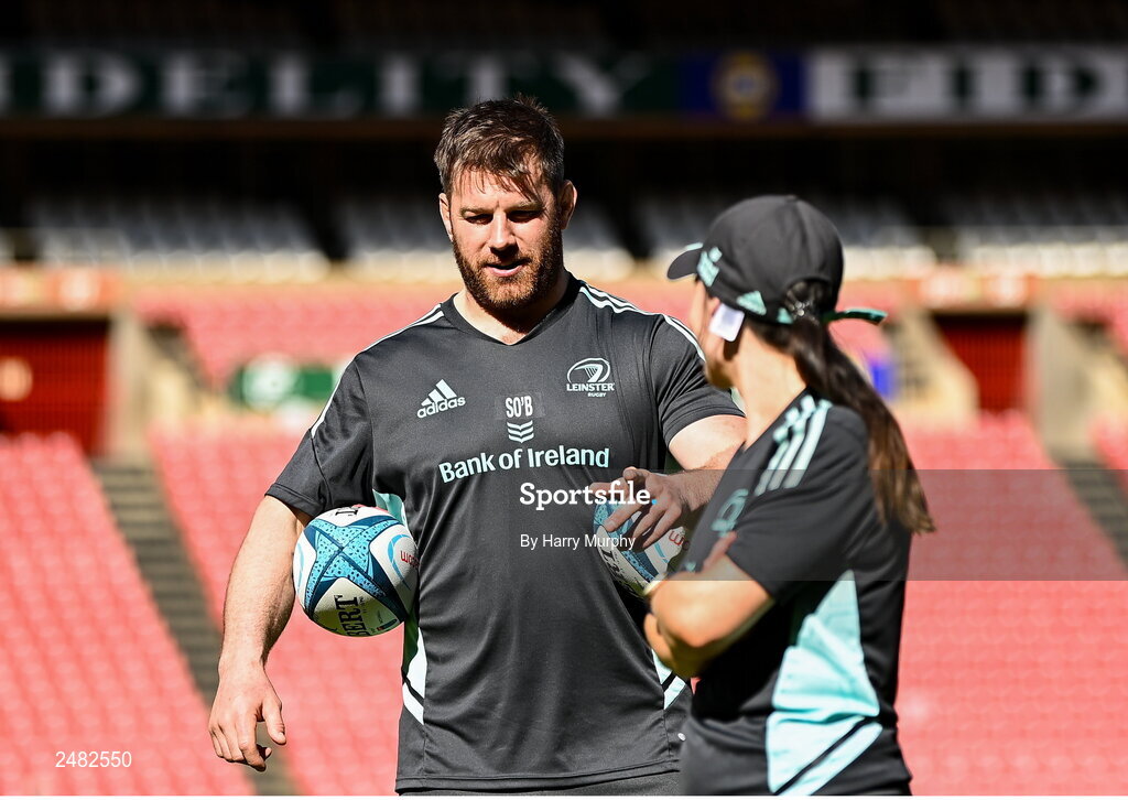 14 April 2023; Contact skills coach Sean O'Brien during the Leinster Rugby captain's run at Emirates Airlines Park in Johannesburg, South Africa. Photo by Harry Murphy/Sportsfile