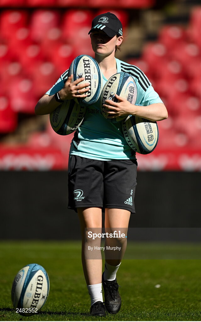 14 April 2023; Assistant performance analyst Juliett Fortune during the Leinster Rugby captain's run at Emirates Airlines Park in Johannesburg, South Africa. Photo by Harry Murphy/Sportsfile