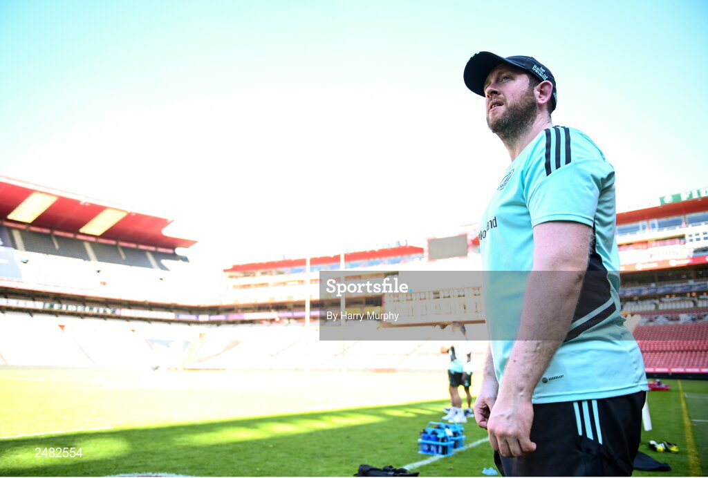 14 April 2023; Lead academy physiotherapist Darren Hickey during the Leinster Rugby captain's run at Emirates Airlines Park in Johannesburg, South Africa. Photo by Harry Murphy/Sportsfile