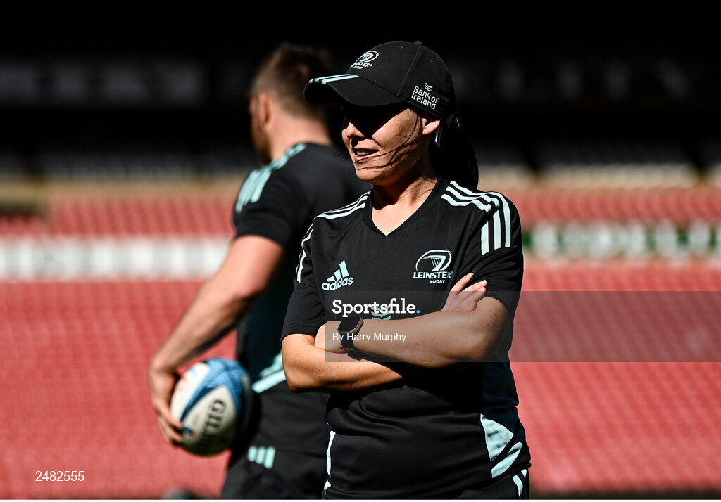 14 April 2023; Academy rehabilitation physiotherapist Aoife Healy during the Leinster Rugby captain's run at Emirates Airlines Park in Johannesburg, South Africa. Photo by Harry Murphy/Sportsfile