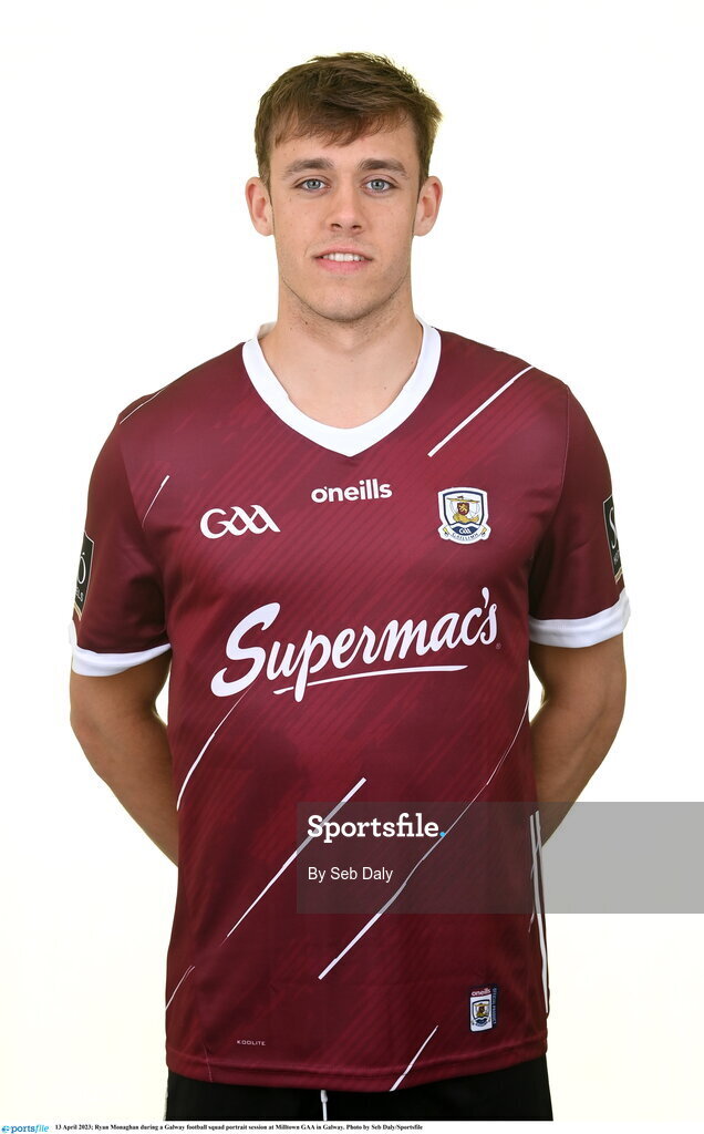 13 April 2023; Ryan Monaghan during a Galway football squad portrait session at Milltown GAA in Galway. Photo by Seb Daly/Sportsfile