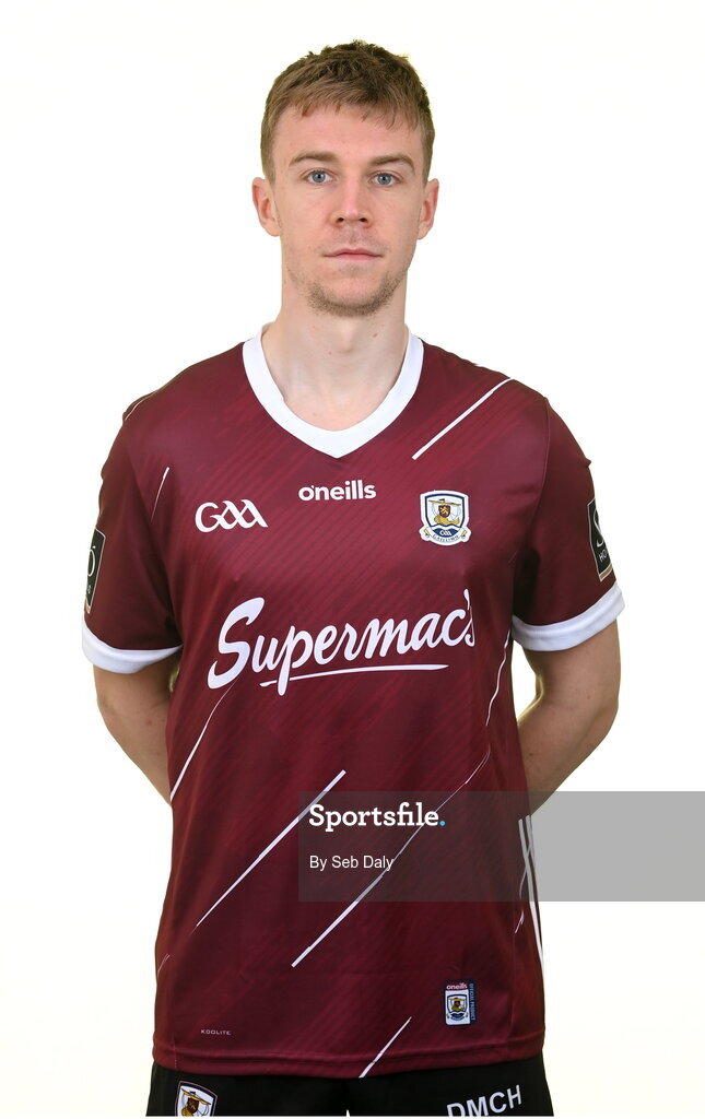 13 April 2023; Dylan McHugh during a Galway football squad portrait session at Milltown GAA in Galway. Photo by Seb Daly/Sportsfile