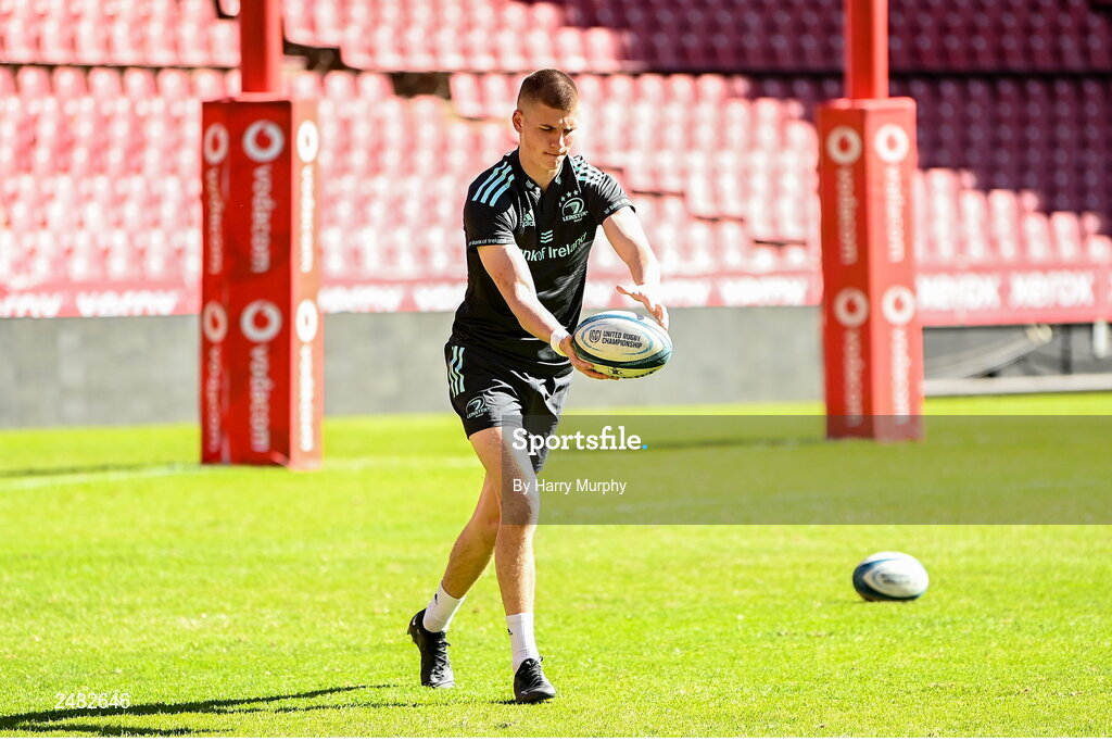 14 April 2023; Sam Prendergast during the Leinster Rugby captain's run at Emirates Airlines Park in Johannesburg, South Africa. Photo by Harry Murphy/Sportsfile