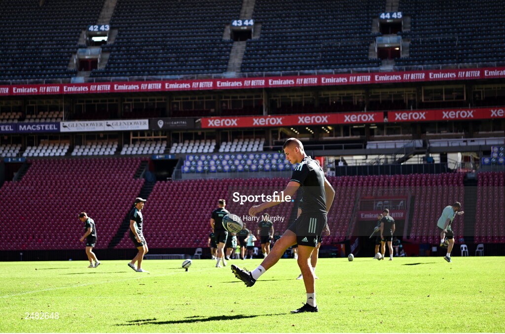 14 April 2023; Sam Prendergast during the Leinster Rugby captain's run at Emirates Airlines Park in Johannesburg, South Africa. Photo by Harry Murphy/Sportsfile