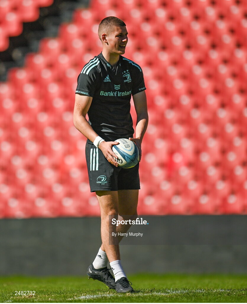 14 April 2023; Sam Prendergast during the Leinster Rugby captain's run at Emirates Airlines Park in Johannesburg, South Africa. Photo by Harry Murphy/Sportsfile