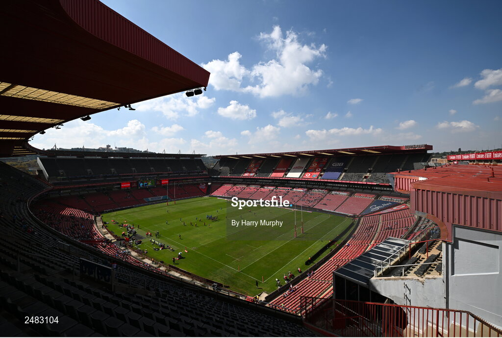 15 April 2023; A general view inside the stadium, as the first game between Vodacom Bulls and Zebre is played, before the United Rugby Championship match between Emirates Lions and Leinster at Emirates Airlines Park in Johannesburg, South Africa. Photo by Harry Murphy/Sportsfile