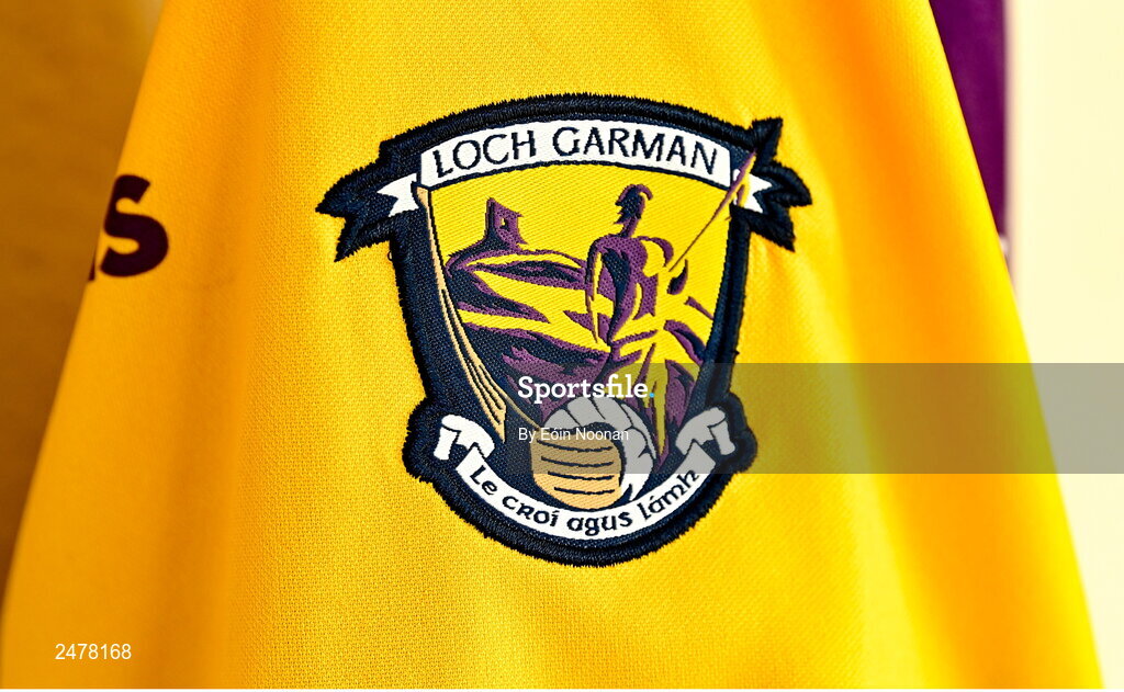 6 March 2023; A detailed view of the wexford jersey during a Wexford hurling squad portrait session at Wexford GAA Centre of Excellence in Ferns, Wexford. Photo by Eóin Noonan/Sportsfile