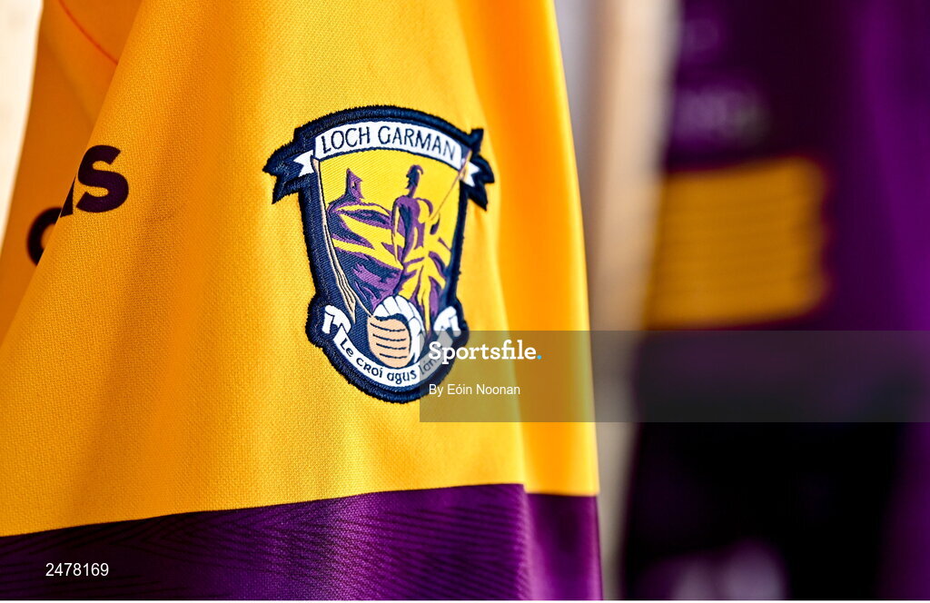 6 March 2023; A detailed view of the wexford jersey during a Wexford hurling squad portrait session at Wexford GAA Centre of Excellence in Ferns, Wexford. Photo by Eóin Noonan/Sportsfile