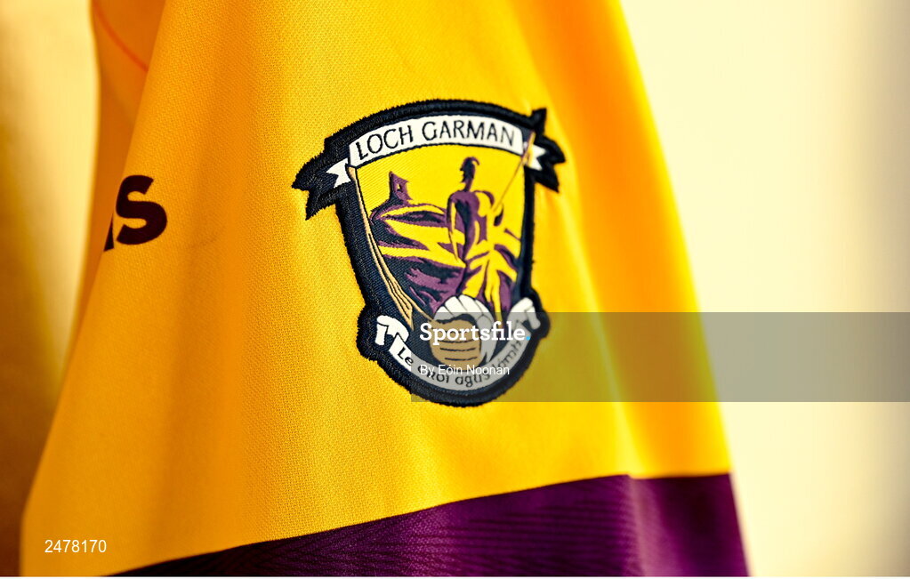 6 March 2023; A detailed view of the wexford jersey during a Wexford hurling squad portrait session at Wexford GAA Centre of Excellence in Ferns, Wexford. Photo by Eóin Noonan/Sportsfile