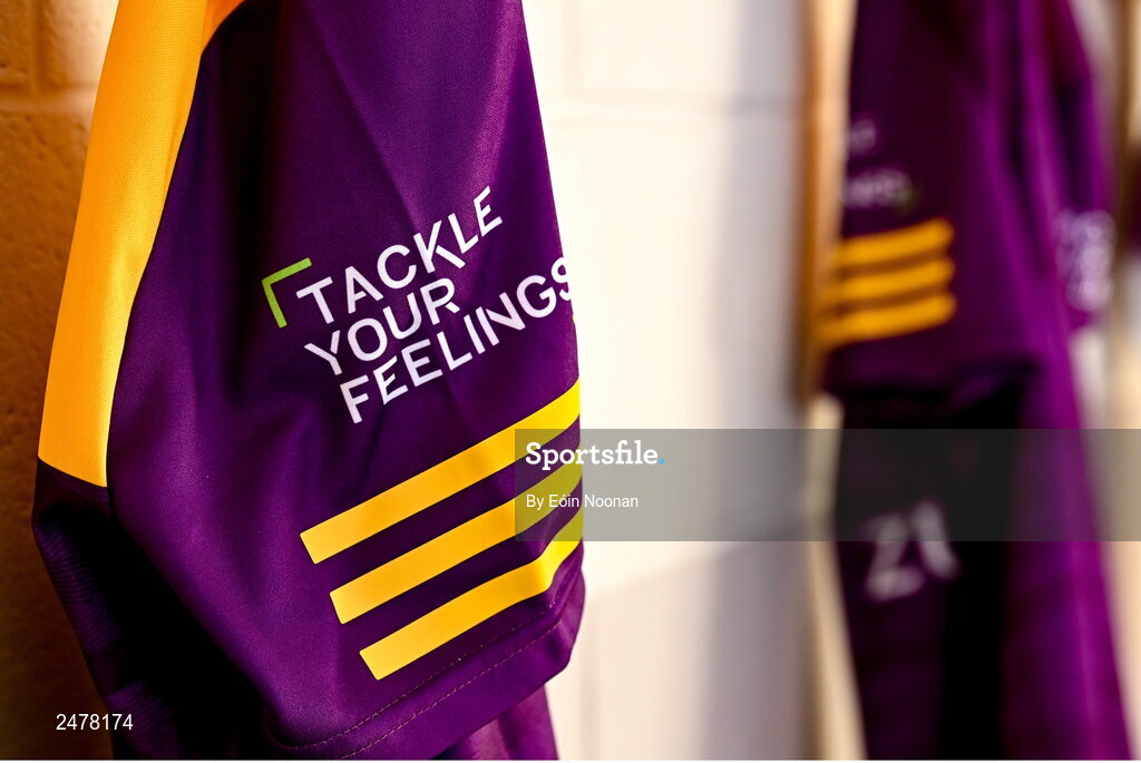 6 March 2023; A detailed view of the wexford jersey during a Wexford hurling squad portrait session at Wexford GAA Centre of Excellence in Ferns, Wexford. Photo by Eóin Noonan/Sportsfile