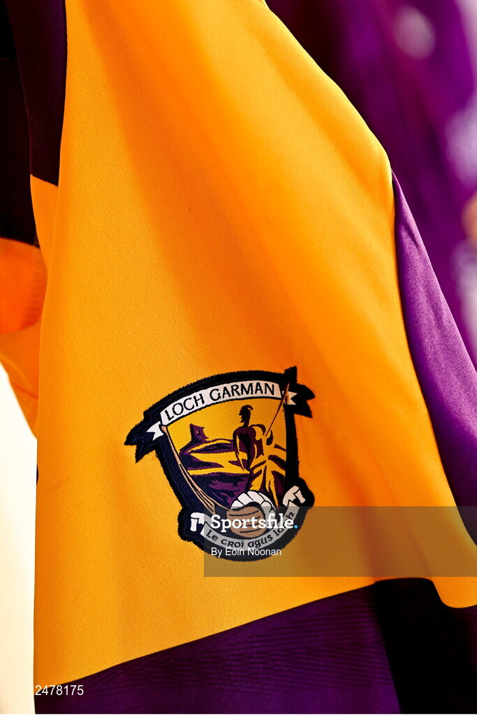 6 March 2023; A detailed view of the wexford jersey during a Wexford hurling squad portrait session at Wexford GAA Centre of Excellence in Ferns, Wexford. Photo by Eóin Noonan/Sportsfile