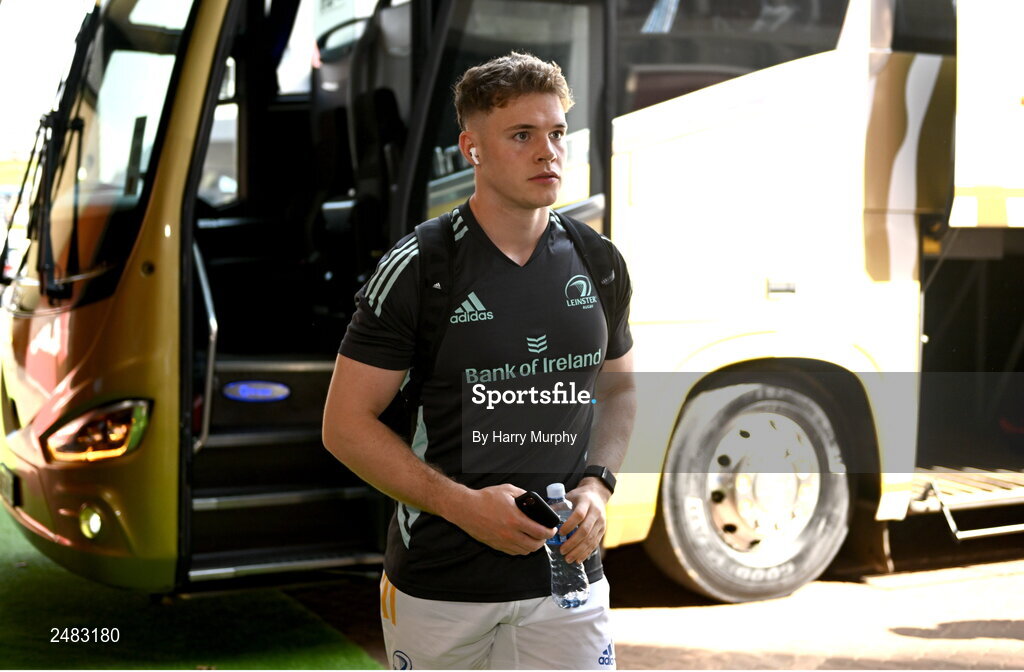15 April 2023; Rob Russell of Leinster arrives before the United Rugby Championship match between Emirates Lions and Leinster at Emirates Airlines Park in Johannesburg, South Africa. Photo by Harry Murphy/Sportsfile