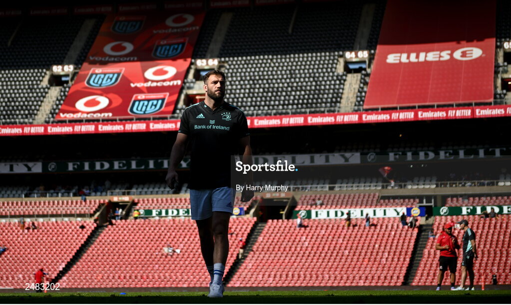 15 April 2023; Jason Jenkins of Leinster walks the pitch before the United Rugby Championship match between Emirates Lions and Leinster at Emirates Airlines Park in Johannesburg, South Africa. Photo by Harry Murphy/Sportsfile