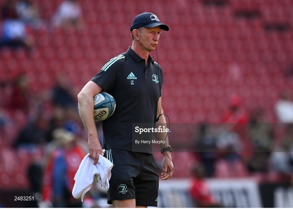 15 April 2023; Leinster head coach Leo Cullen before the United Rugby Championship match between Emirates Lions and Leinster at Emirates Airlines Park in Johannesburg, South Africa. Photo by Harry Murphy/Sportsfile