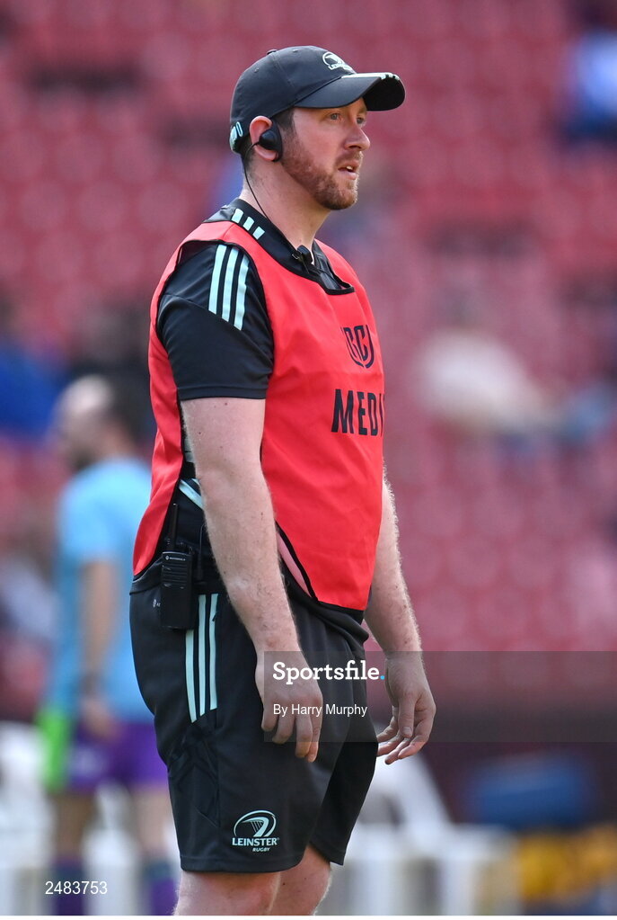 15 April 2023; Lead academy physiotherapist Darren Hickey during the United Rugby Championship match between Emirates Lions and Leinster at Emirates Airlines Park in Johannesburg, South Africa. Photo by Harry Murphy/Sportsfile
