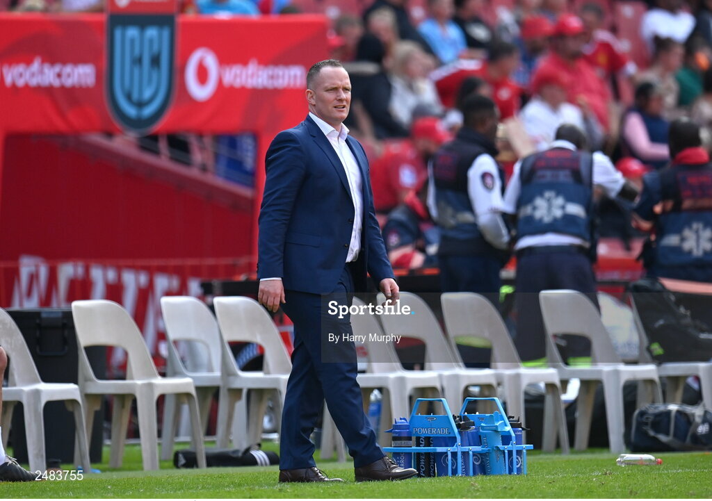 15 April 2023; Leinster senior communications & media manager Marcus Ó Buachalla during the United Rugby Championship match between Emirates Lions and Leinster at Emirates Airlines Park in Johannesburg, South Africa. Photo by Harry Murphy/Sportsfile