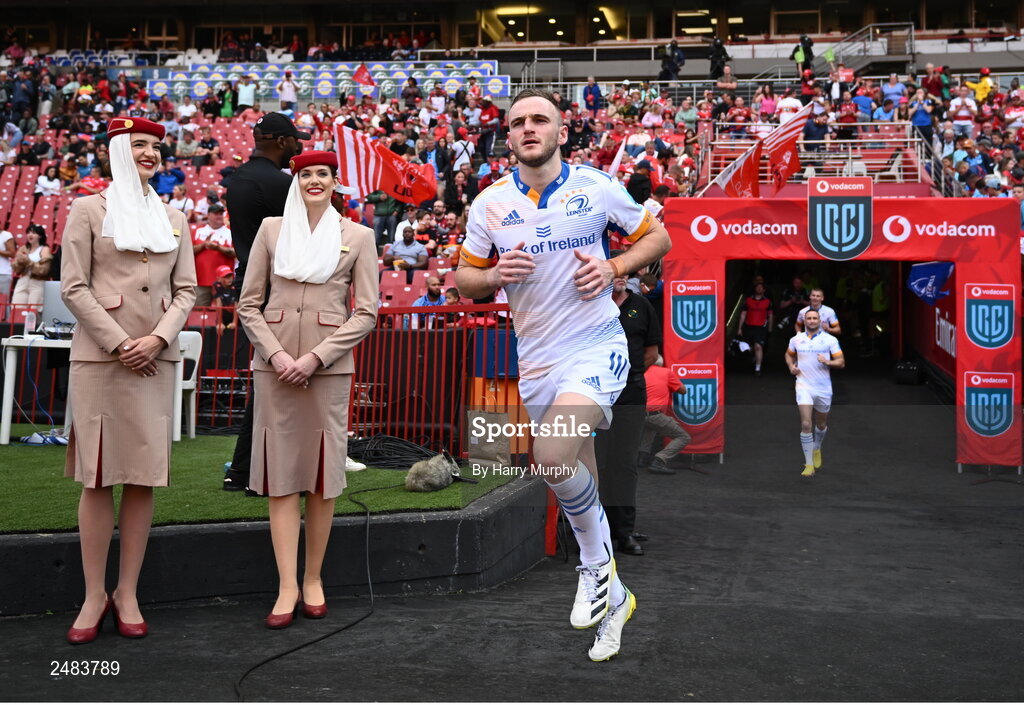 15 April 2023; Nick McCarthy of Leinster runs out before the United Rugby Championship match between Emirates Lions and Leinster at Emirates Airlines Park in Johannesburg, South Africa. Photo by Harry Murphy/Sportsfile