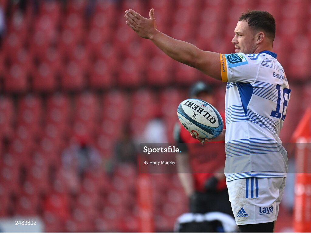 15 April 2023; Tadgh McElroy of Leinster during the United Rugby Championship match between Emirates Lions and Leinster at Emirates Airlines Park in Johannesburg, South Africa. Photo by Harry Murphy/Sportsfile