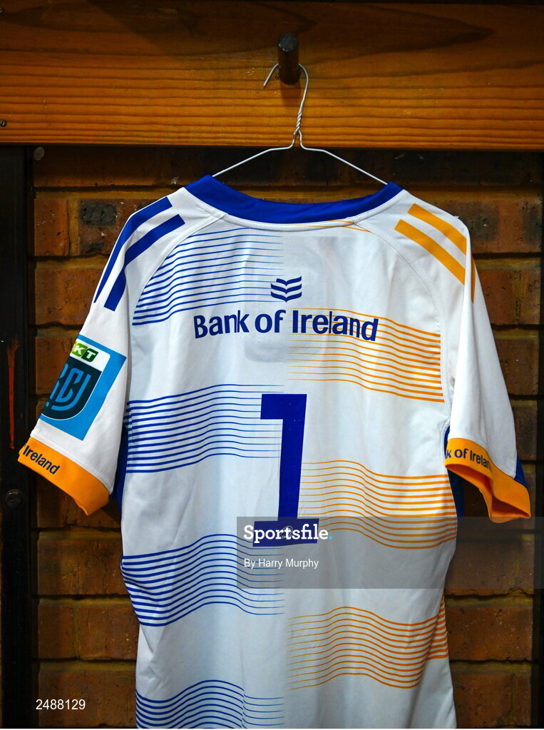 22 April 2023; The jersey of Leinster captain Ed Byrne is seen before the United Rugby Championship match between Vodacom Bulls and Leinster at Loftus Versfeld Stadium in Pretoria, South Africa. Photo by Harry Murphy/Sportsfile
