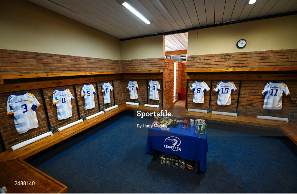 22 April 2023; A general view inside the dressing room before the United Rugby Championship match between Vodacom Bulls and Leinster at Loftus Versfeld Stadium in Pretoria, South Africa. Photo by Harry Murphy/Sportsfile