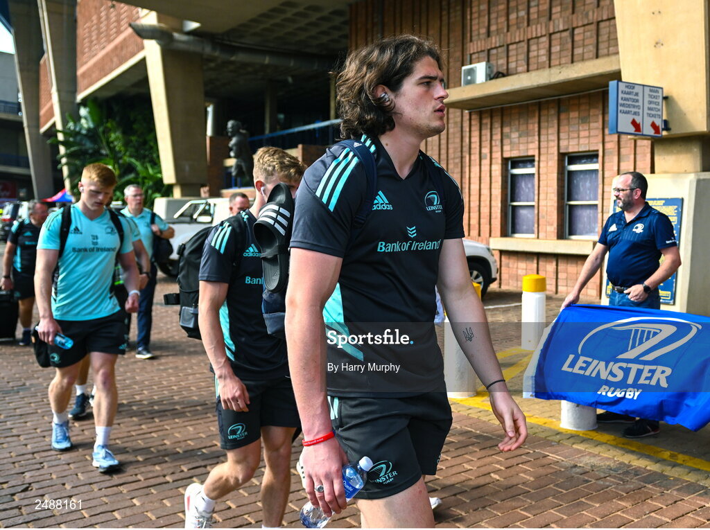 22 April 2023; Alex Soroka of Leinster arrives before the United Rugby Championship match between Vodacom Bulls and Leinster at Loftus Versfeld Stadium in Pretoria, South Africa. Photo by Harry Murphy/Sportsfile