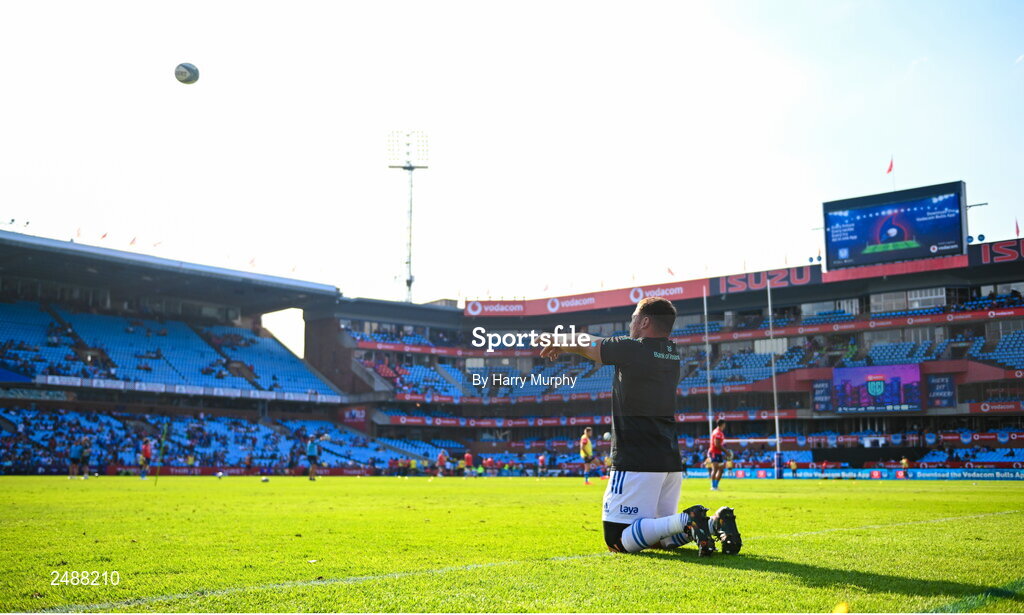 22 April 2023; Tadgh McElroy of Leinster warms up before the United Rugby Championship match between Vodacom Bulls and Leinster at Loftus Versfeld Stadium in Pretoria, South Africa. Photo by Harry Murphy/Sportsfile