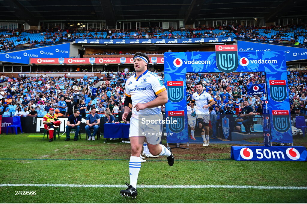 22 April 2023; Thomas Clarkson runs out before the United Rugby Championship match between Vodacom Bulls and Leinster at Loftus Versfeld Stadium in Pretoria, South Africa. Photo by Harry Murphy/Sportsfile