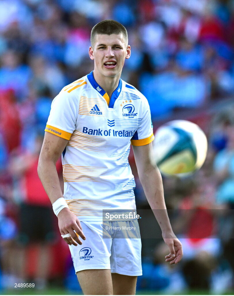 22 April 2023; Sam Prendergast of Leinster during the United Rugby Championship match between Vodacom Bulls and Leinster at Loftus Versfeld Stadium in Pretoria, South Africa. Photo by Harry Murphy/Sportsfile