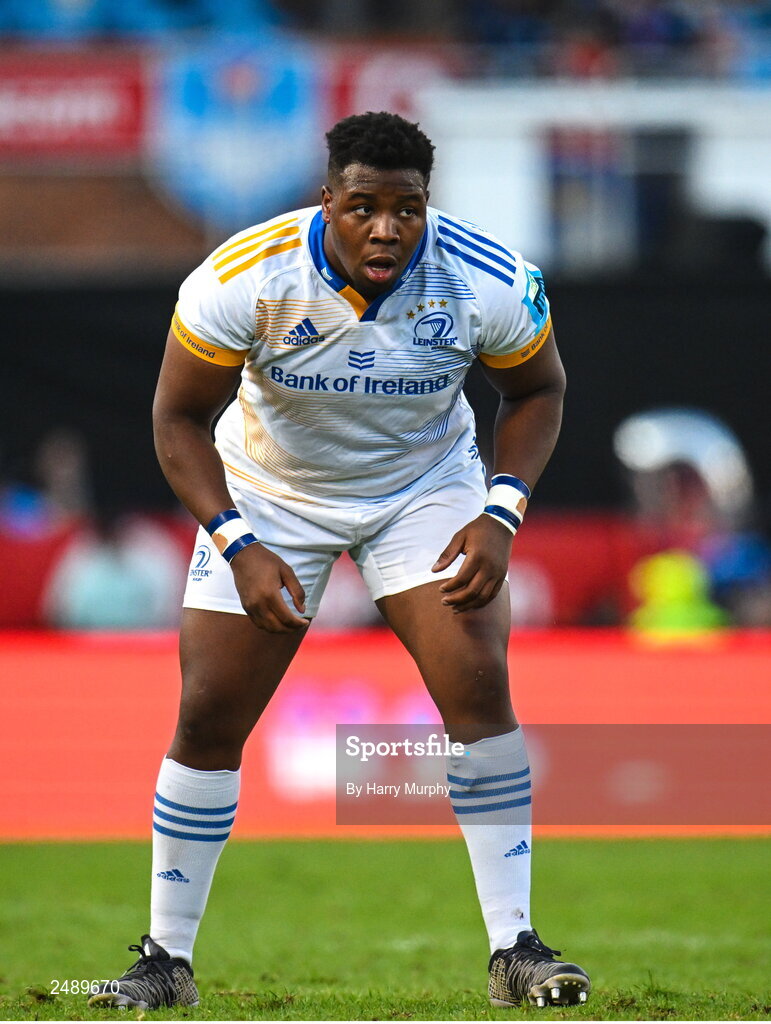 22 April 2023; Temi Lasisi of Leinster during the United Rugby Championship match between Vodacom Bulls and Leinster at Loftus Versfeld Stadium in Pretoria, South Africa. Photo by Harry Murphy/Sportsfile