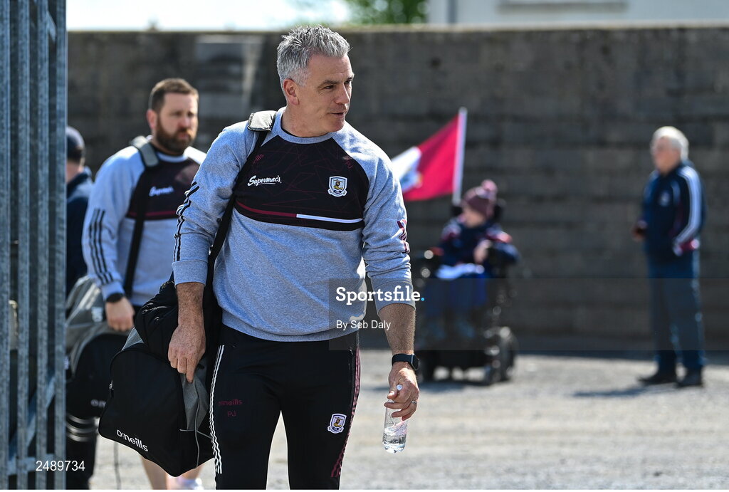 23 April 2023; Galway manager Padraic Joyce arrives before the Connacht GAA Football Senior Championship Semi-Final match between Roscommon and Galway at Dr Hyde Park in Roscommon. Photo by Seb Daly/Sportsfile