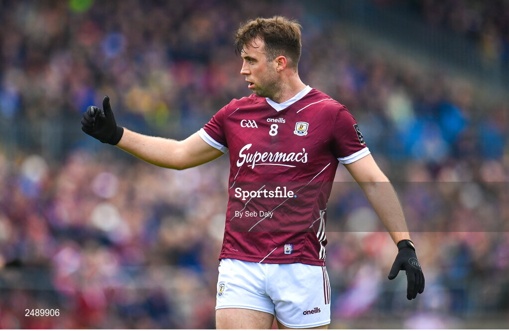 23 April 2023; Paul Conroy of Galway during the Connacht GAA Football Senior Championship Semi-Final match between Roscommon and Galway at Dr Hyde Park in Roscommon. Photo by Seb Daly/Sportsfile